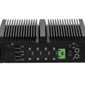BRICK Pro industrial mini PC with wide-voltage power input for outdoor use and mobile machines.